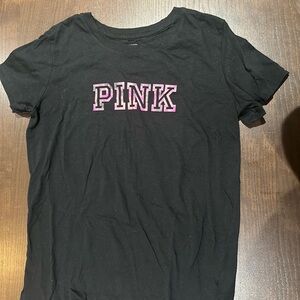 PINK Victoria's Secret Black Tee with Pink Accents